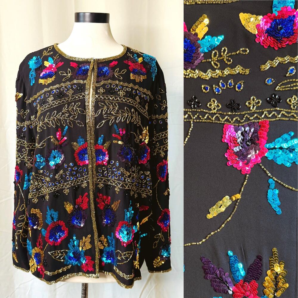 VTG 90s Draper's & Damon’s Sequin Glitter Jacket